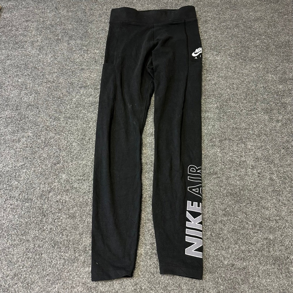 Nike Leggings Womens Size S Black Air Graphic Cotton Blend Athletic Side Pocket